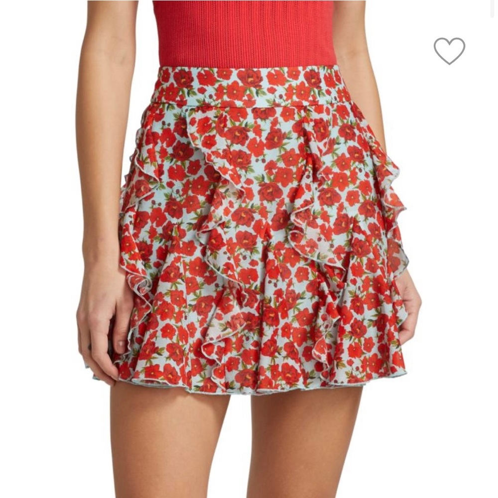 Alice + Olivia Sherley Ruffle Godet Mini Skirt